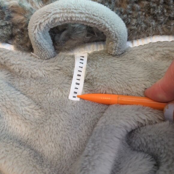 Pottery Barn Bathrobe Faux Fur Trim Gray Womens Long Plush Cozy - Picture 6 of 6